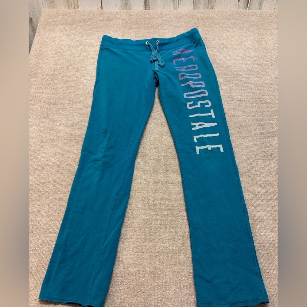 Aeropostale Teal Logo Sweatpants – Medium 0544